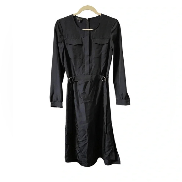 TED BAKER AMINNA LONG SLEEVE MIDNIGHT BLUE MIDI DRESS - Picture 2 of 7